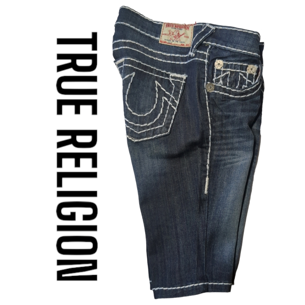 True Religion Joey Blue Denim capris Size 28